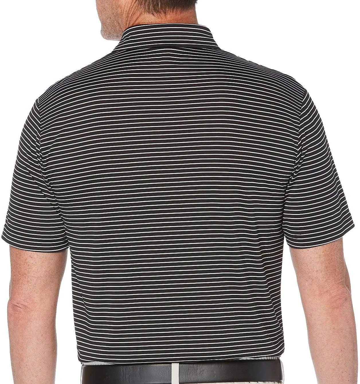 PGA TOUR Stretch Short Sleeve Feeder Stripe Golf Polo, Moisture-Wicking Performance Shirts for Men