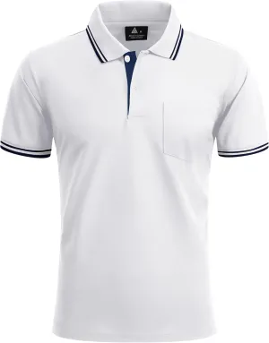 Polo Shirts for Men Short Sleeve Golf Polo with Pockets Moisture Wicking Tennis Shirt Summer Polo T-Shirts