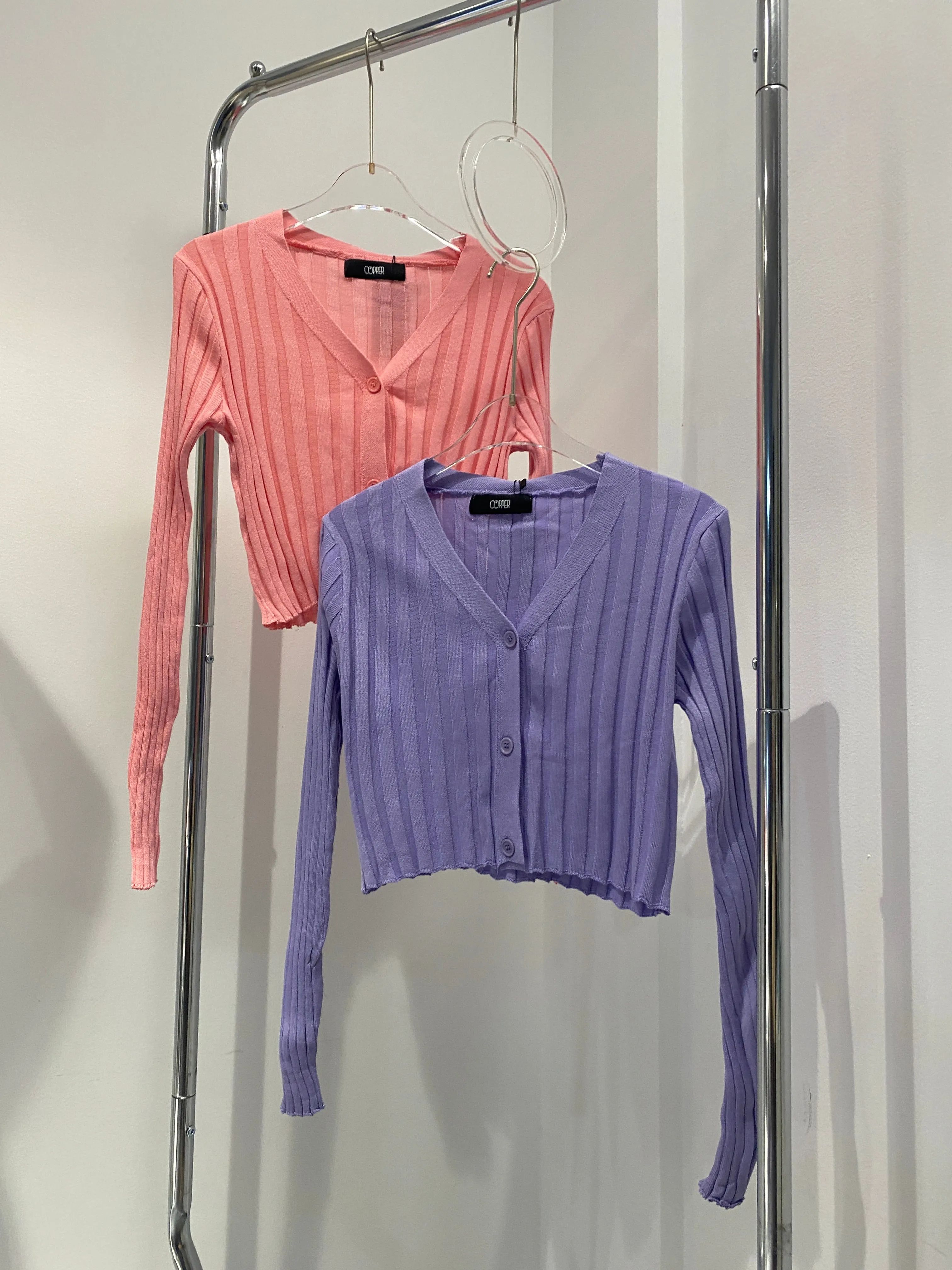 Ribbed Knit Cardigan - Lilac