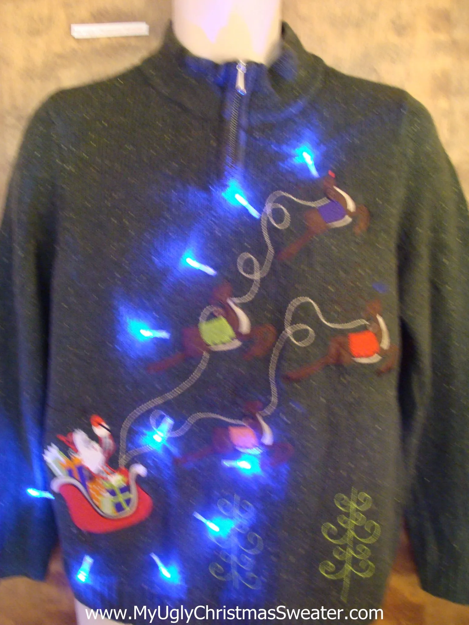 Santa and Reindeer Light Up Cheesy Christmas Sweater