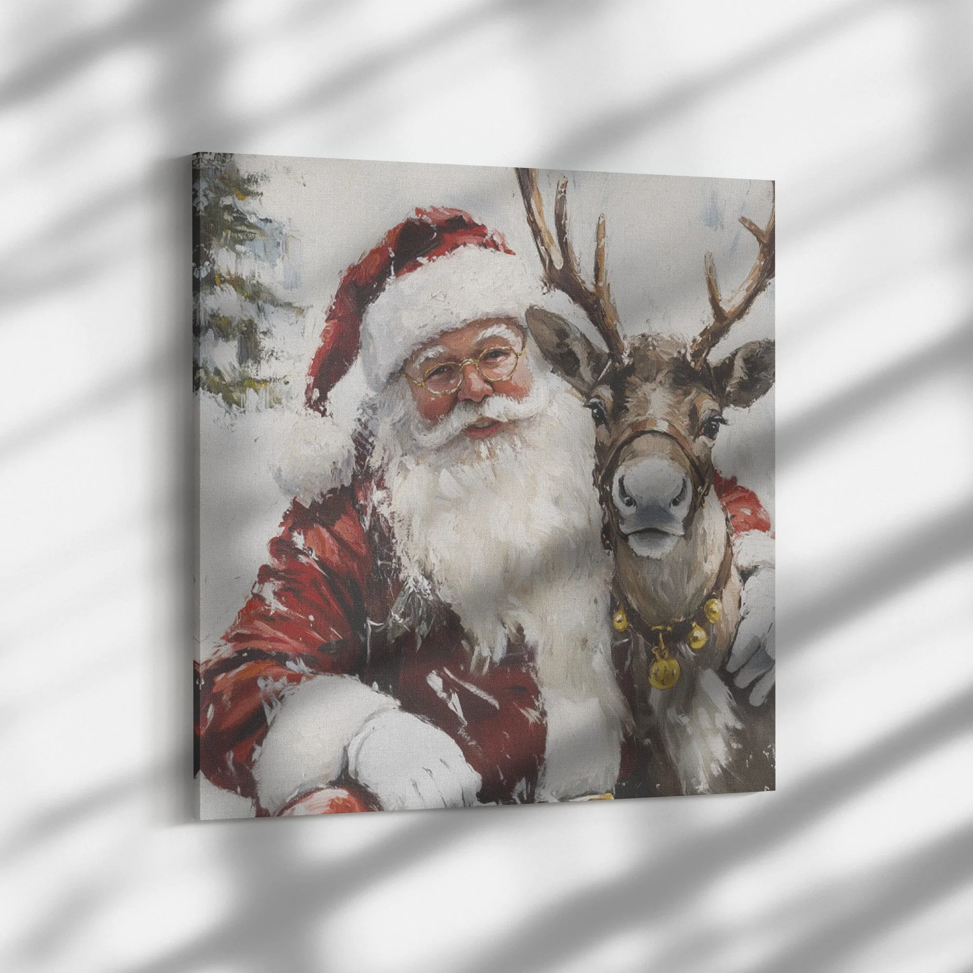 Santa Art - Santa Decor with Reindeer