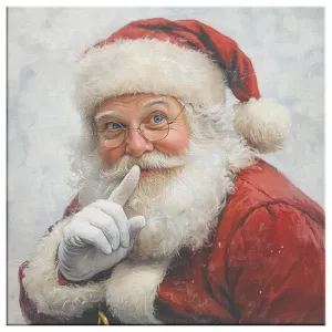 Santa Art - Vintage Santa Canvas Wall Art – Hush No. 1