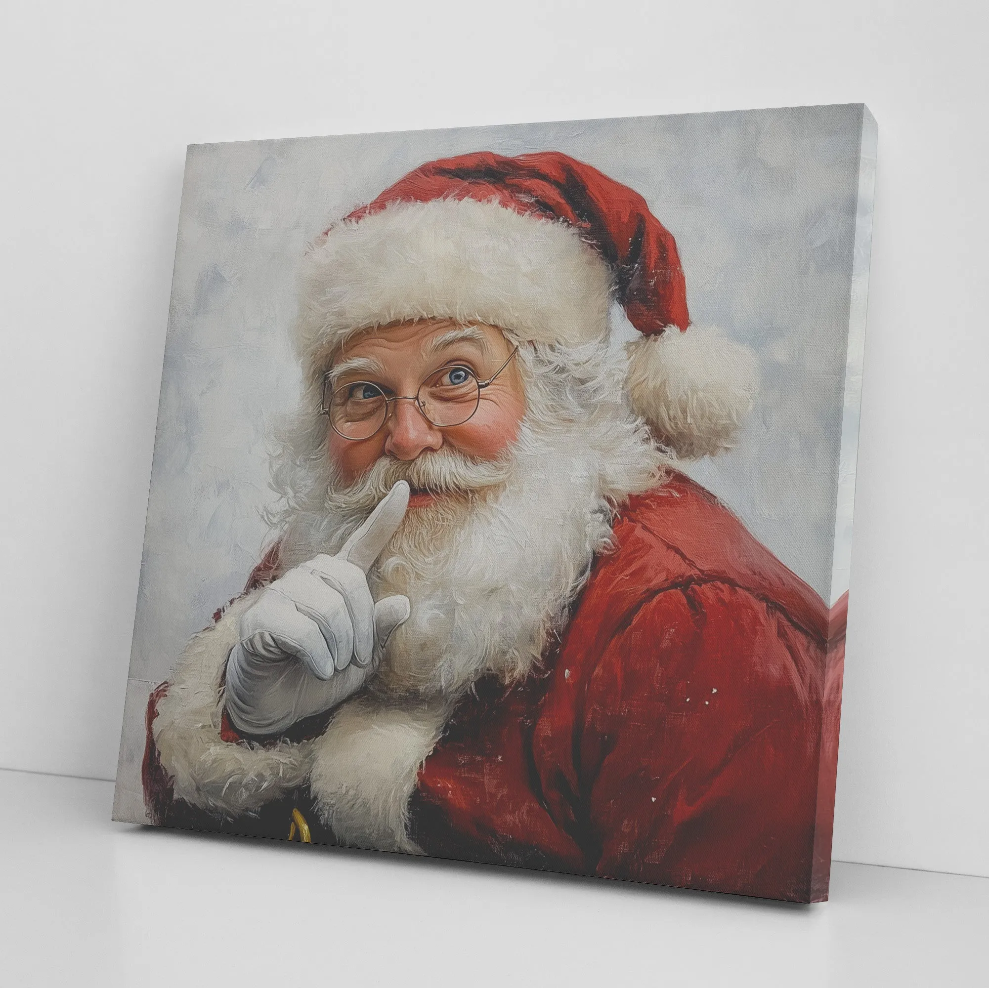 Santa Art - Vintage Santa Canvas Wall Art – Hush No. 1