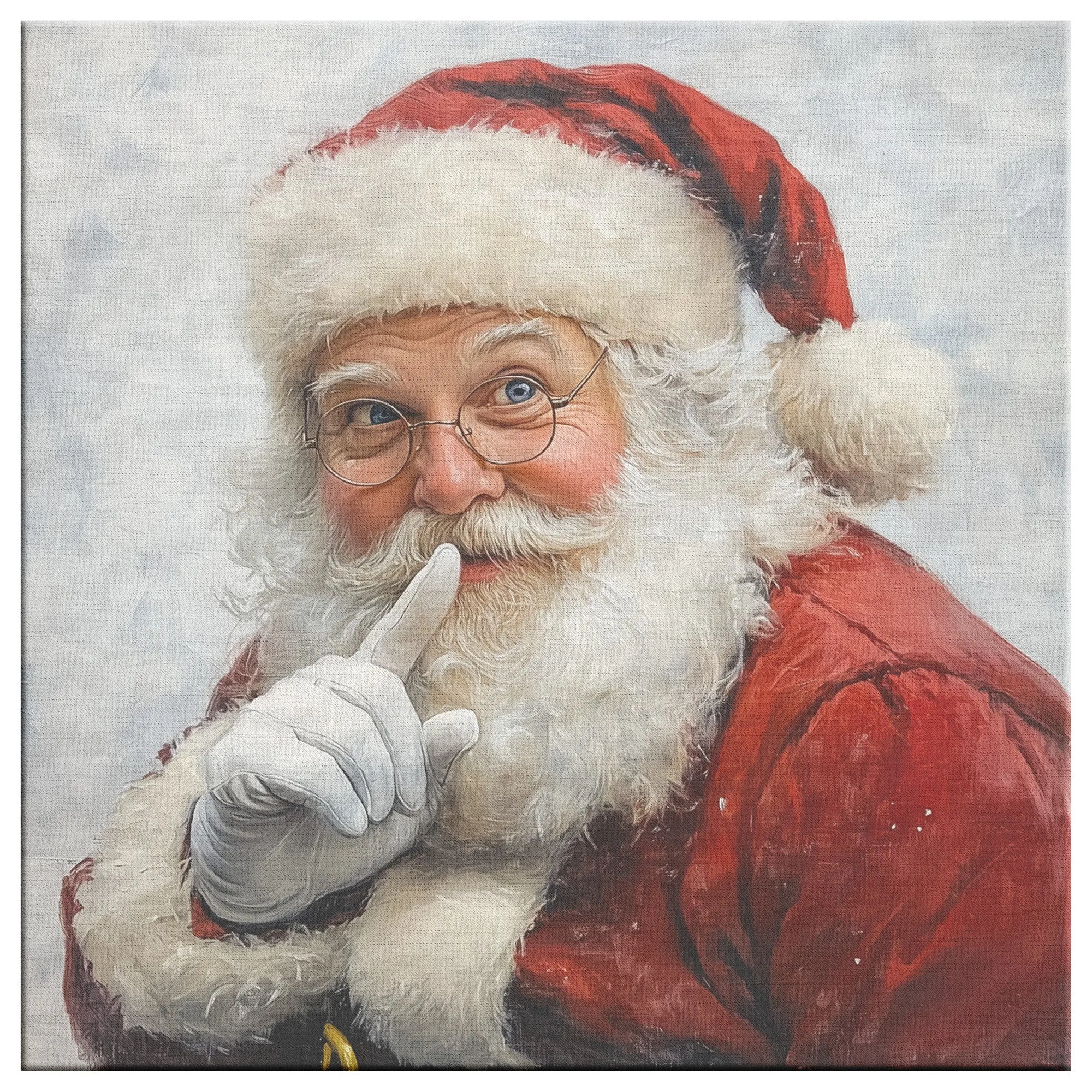 Santa Art - Vintage Santa Canvas Wall Art – Hush No. 1