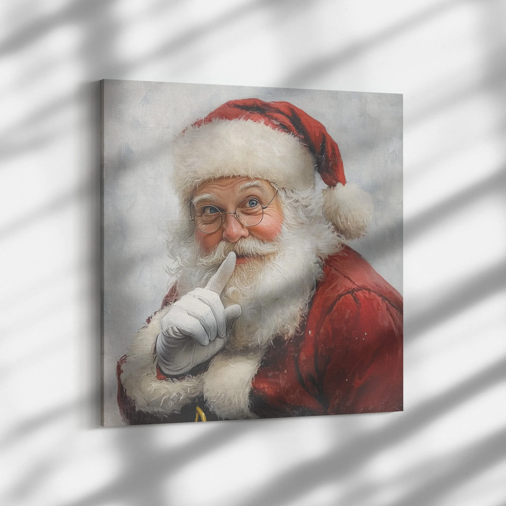 Santa Art - Vintage Santa Canvas Wall Art – Hush No. 1