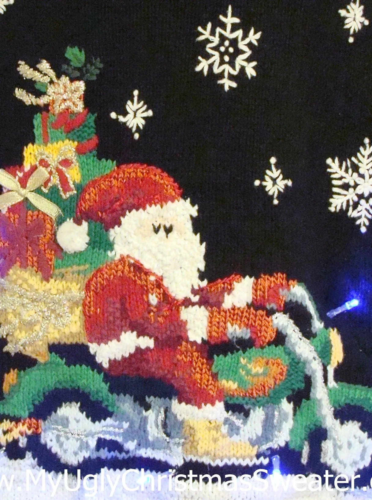 Santa on a Motorcycle Best 80s Light Up Ugly Xmas Sweater