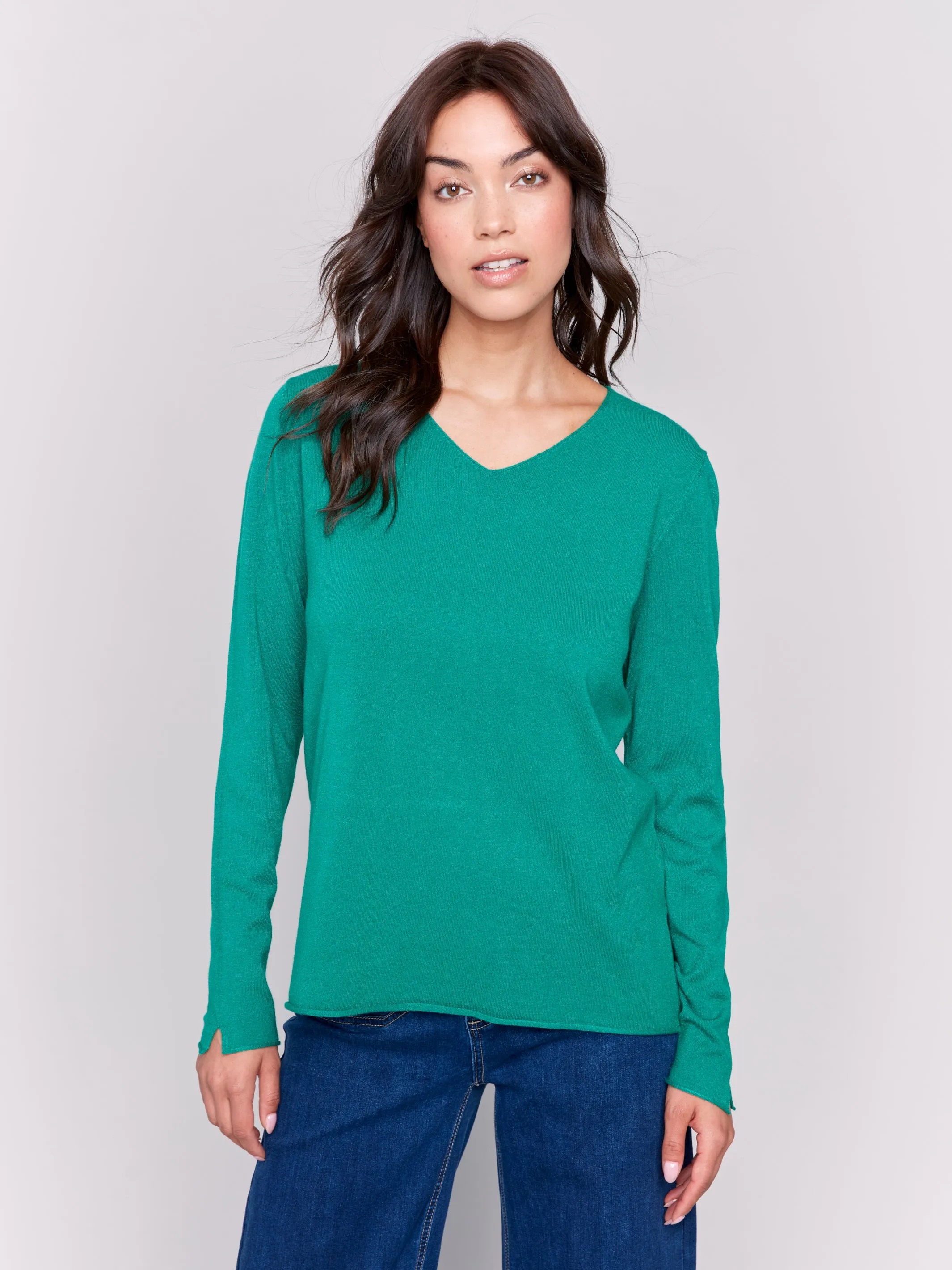 Solid Basic Sweater Forest by Charlie B