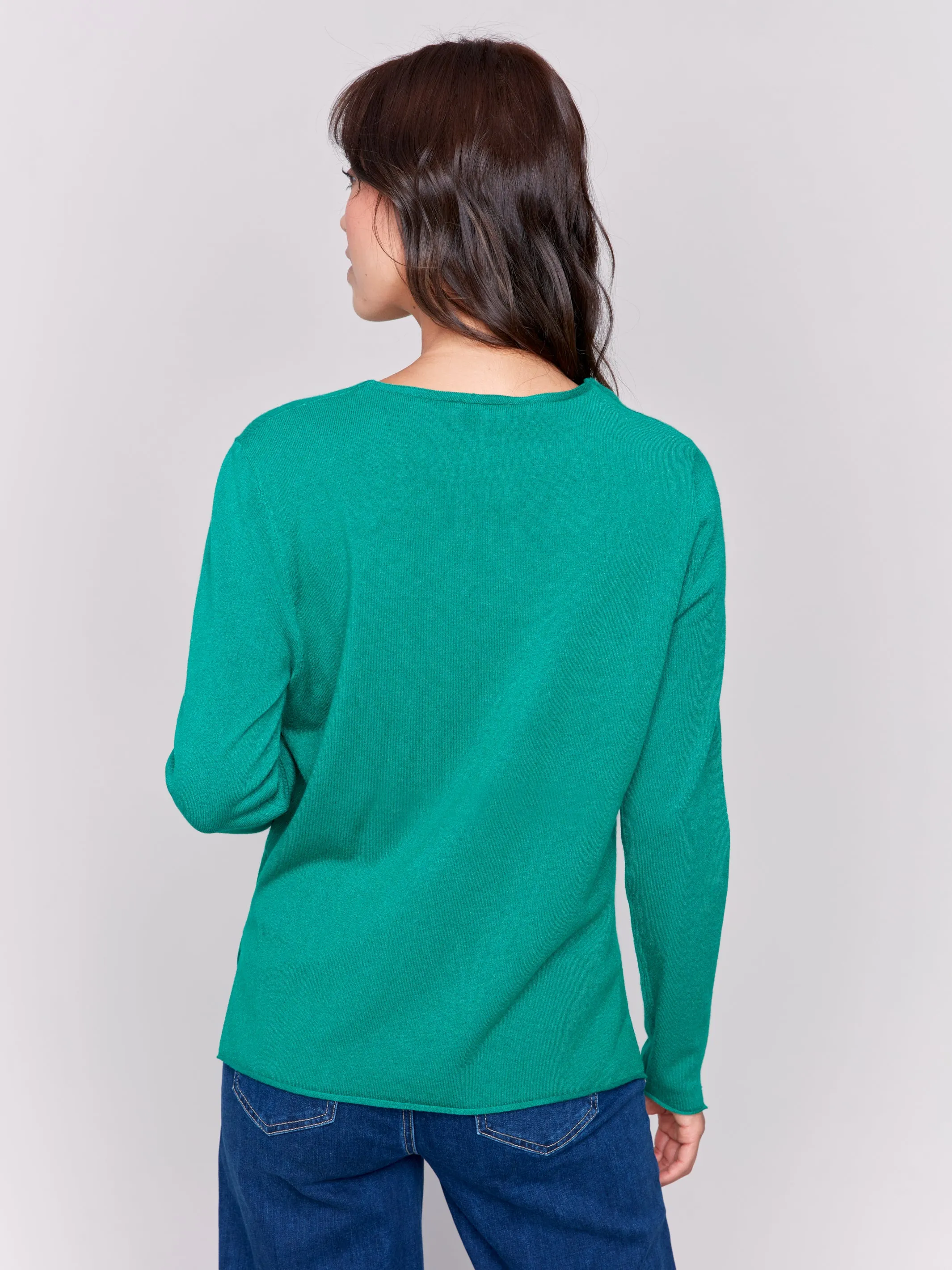 Solid Basic Sweater Forest by Charlie B