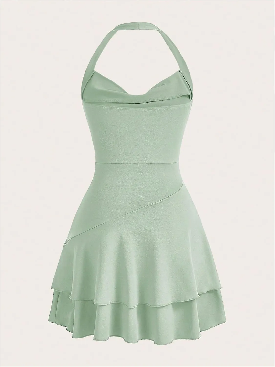 SOLY HUX Cute Halter Mini Dresses for Women Summer Sexy Club Party Backless Short Sundress
