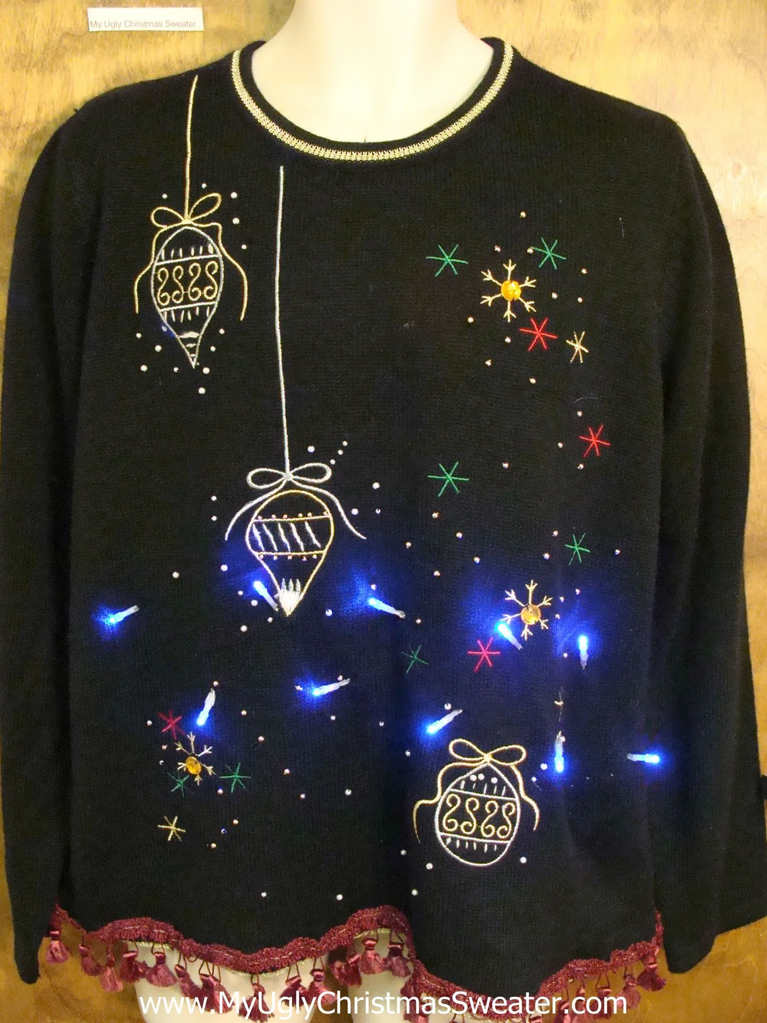 Tacky Ornaments Light Up Ugly Xmas Sweater