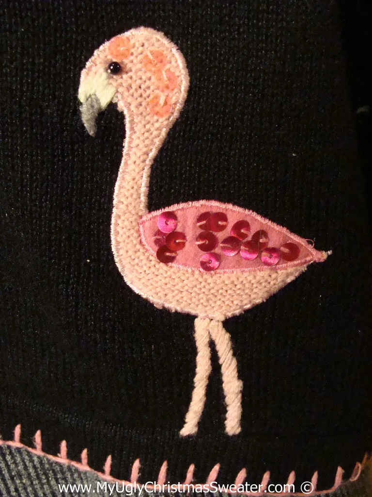 Tropical Themed 3D Ugly Christmas Sweater with Lights Flamingos Palm Trees(t5)