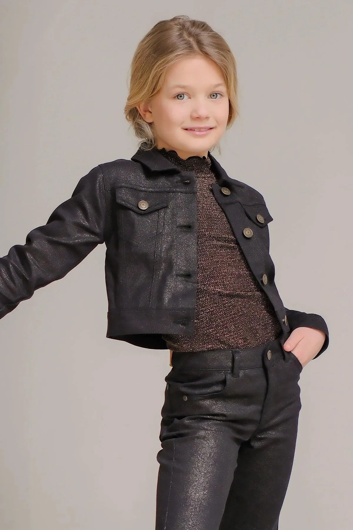 Tween Top | Elena Mock Neck Multi Color Top | Like Flo