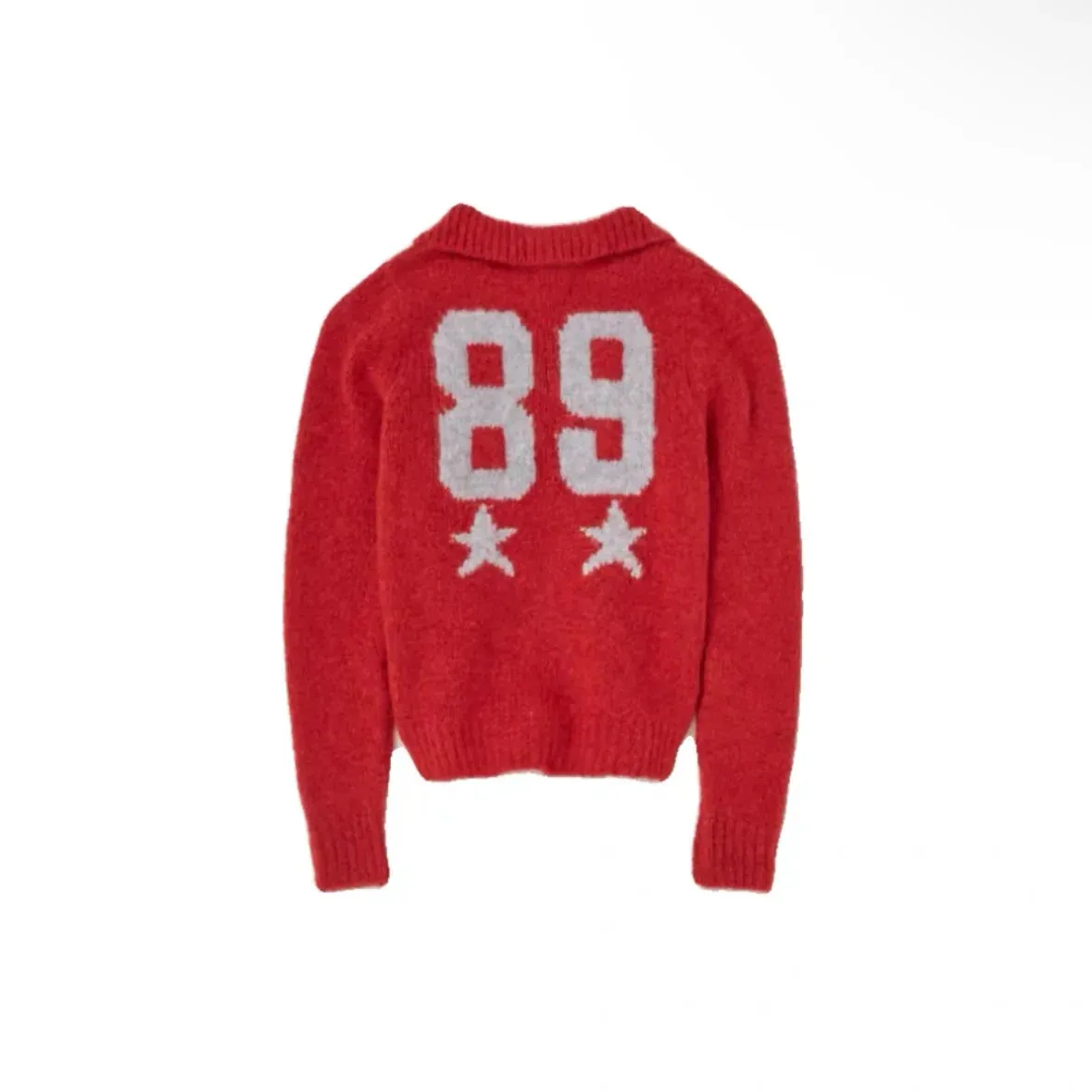 Wenkouban-Black Friday Christmas Thanksgiving outfits_Red Wool Blend Knitted Crochet Letter Lapel Casual Christmas Sweater