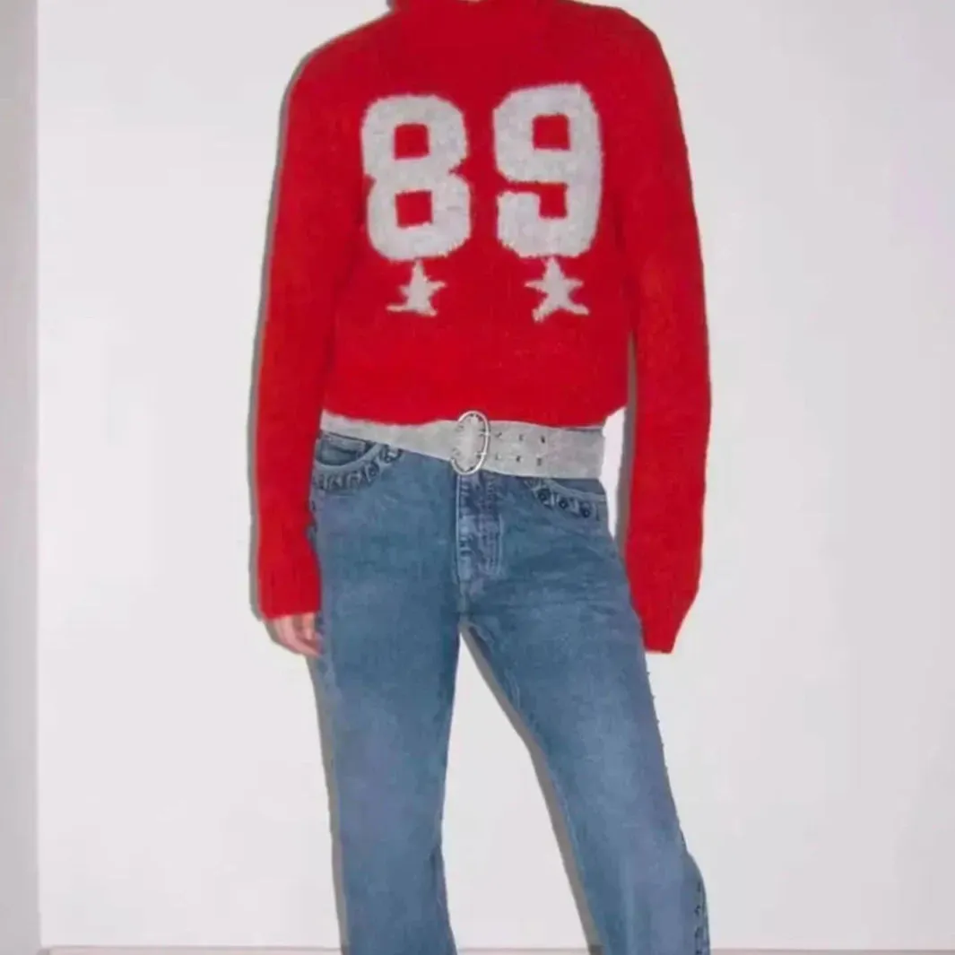 Wenkouban-Black Friday Christmas Thanksgiving outfits_Red Wool Blend Knitted Crochet Letter Lapel Casual Christmas Sweater