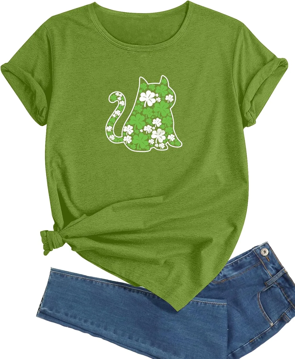 Womens St Patricks Day T-Shirts Funny Graphic Irish 4 Leaf Clover Tops Tee for Women