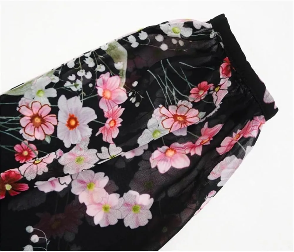 Women's Vintage Casual Print Maxi Dress V-Neck Lace Panel High Waist Slim Fit Holiday Party Dresses