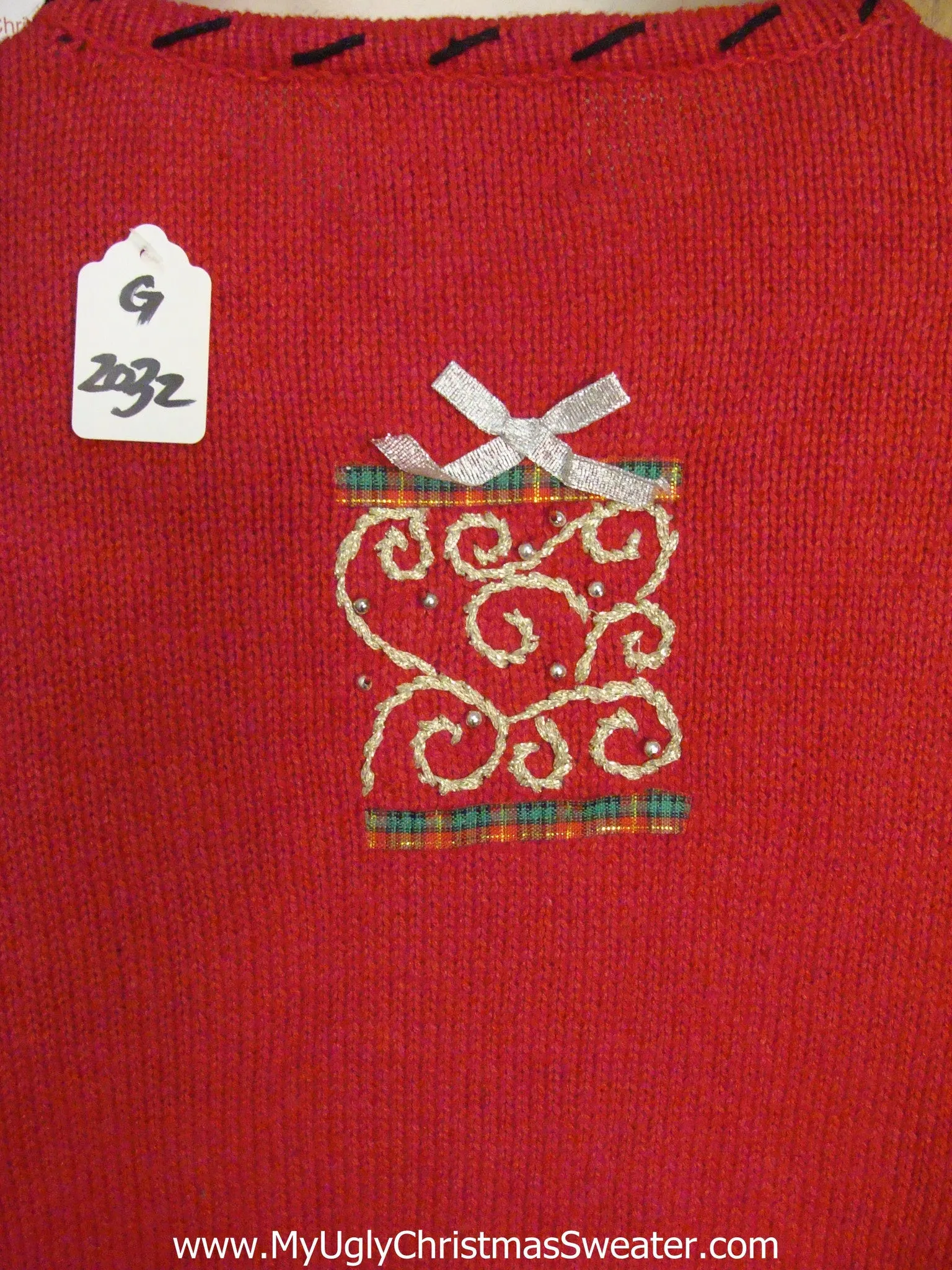 Zig Zag Plaid Gifts Light Up Ugly Xmas Sweater