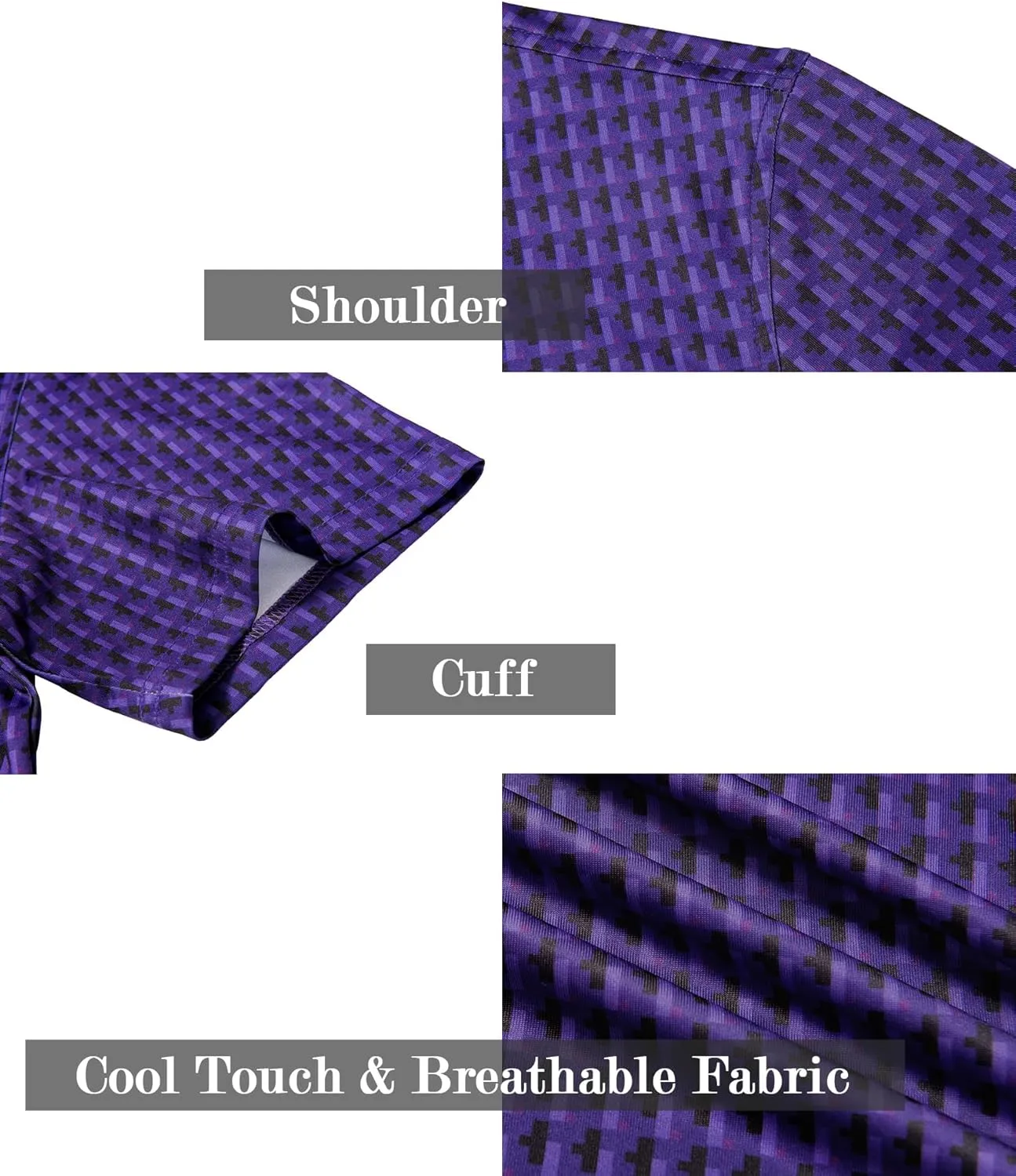 ZITY Men's Golf Shirts Short Sleeve Moisture Wicking Performance Print Patterns Casual Collared Golf Polo Shirt for Men