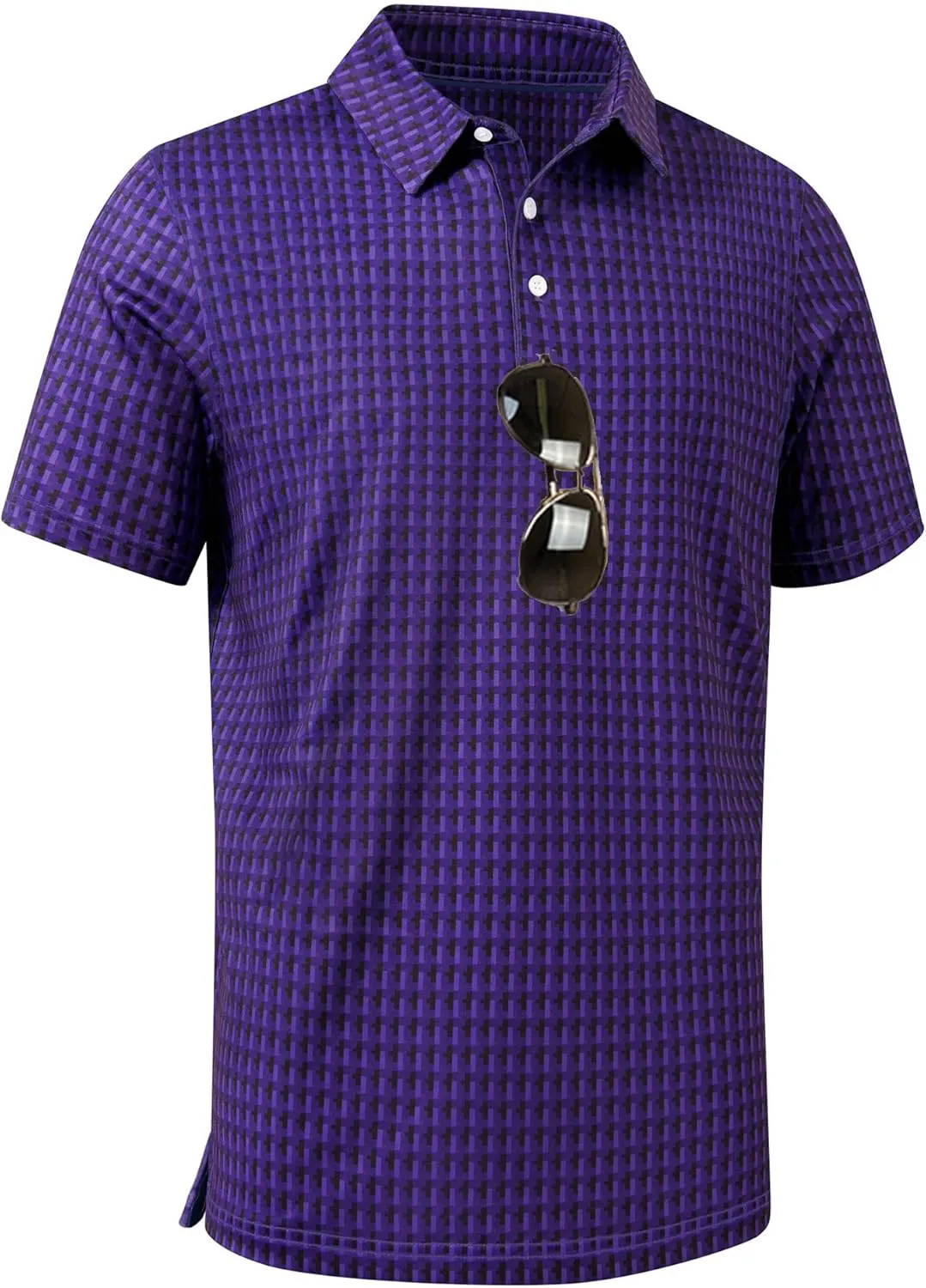 ZITY Men's Golf Shirts Short Sleeve Moisture Wicking Performance Print Patterns Casual Collared Golf Polo Shirt for Men