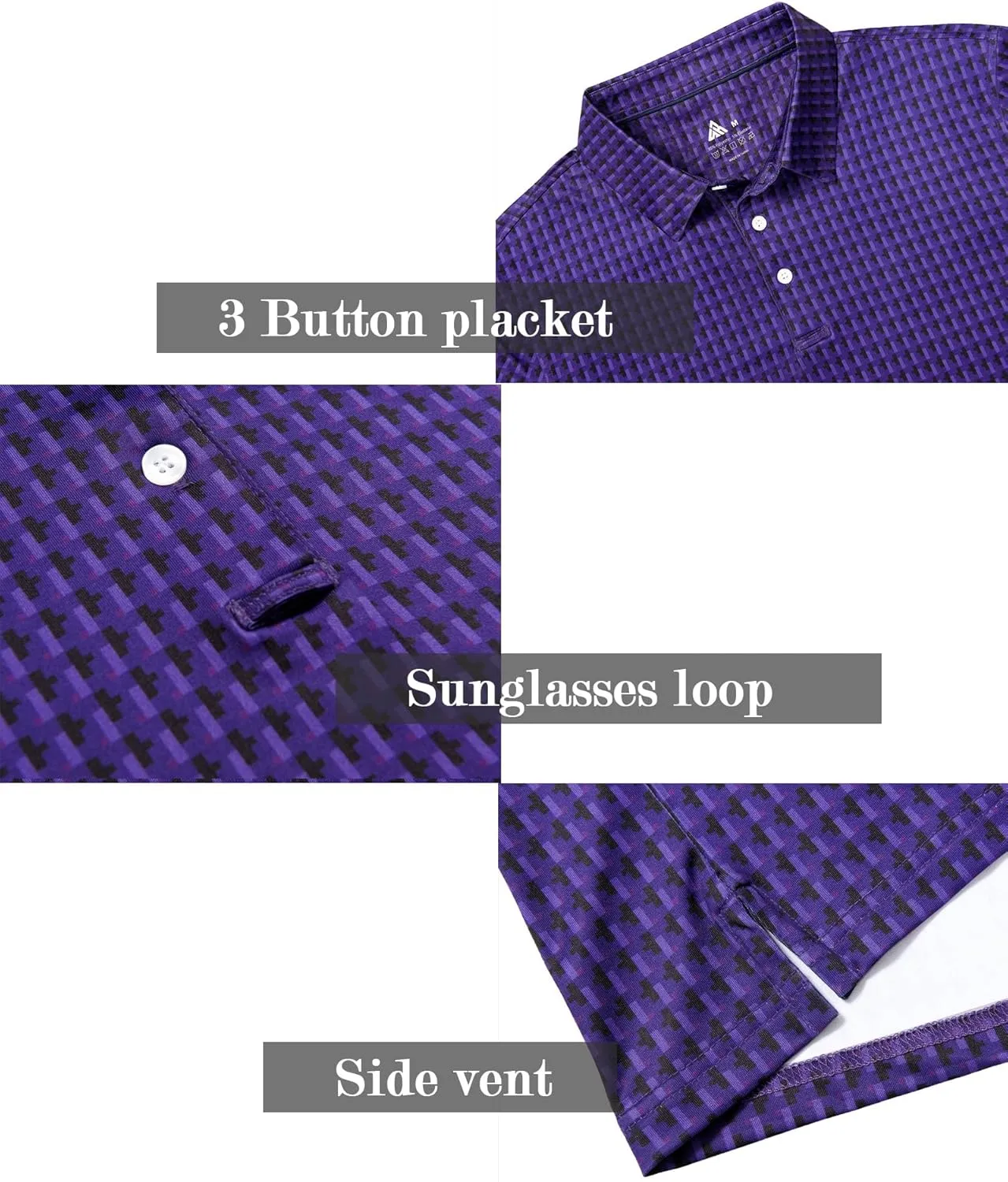 ZITY Men's Golf Shirts Short Sleeve Moisture Wicking Performance Print Patterns Casual Collared Golf Polo Shirt for Men