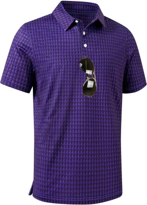 ZITY Men's Golf Shirts Short Sleeve Moisture Wicking Performance Print Patterns Casual Collared Golf Polo Shirt for Men